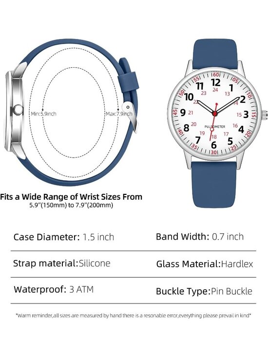 Women\'s Blue Analog Silicone Rubber Band Second Hand Nursing Waterproof Watch main image 6